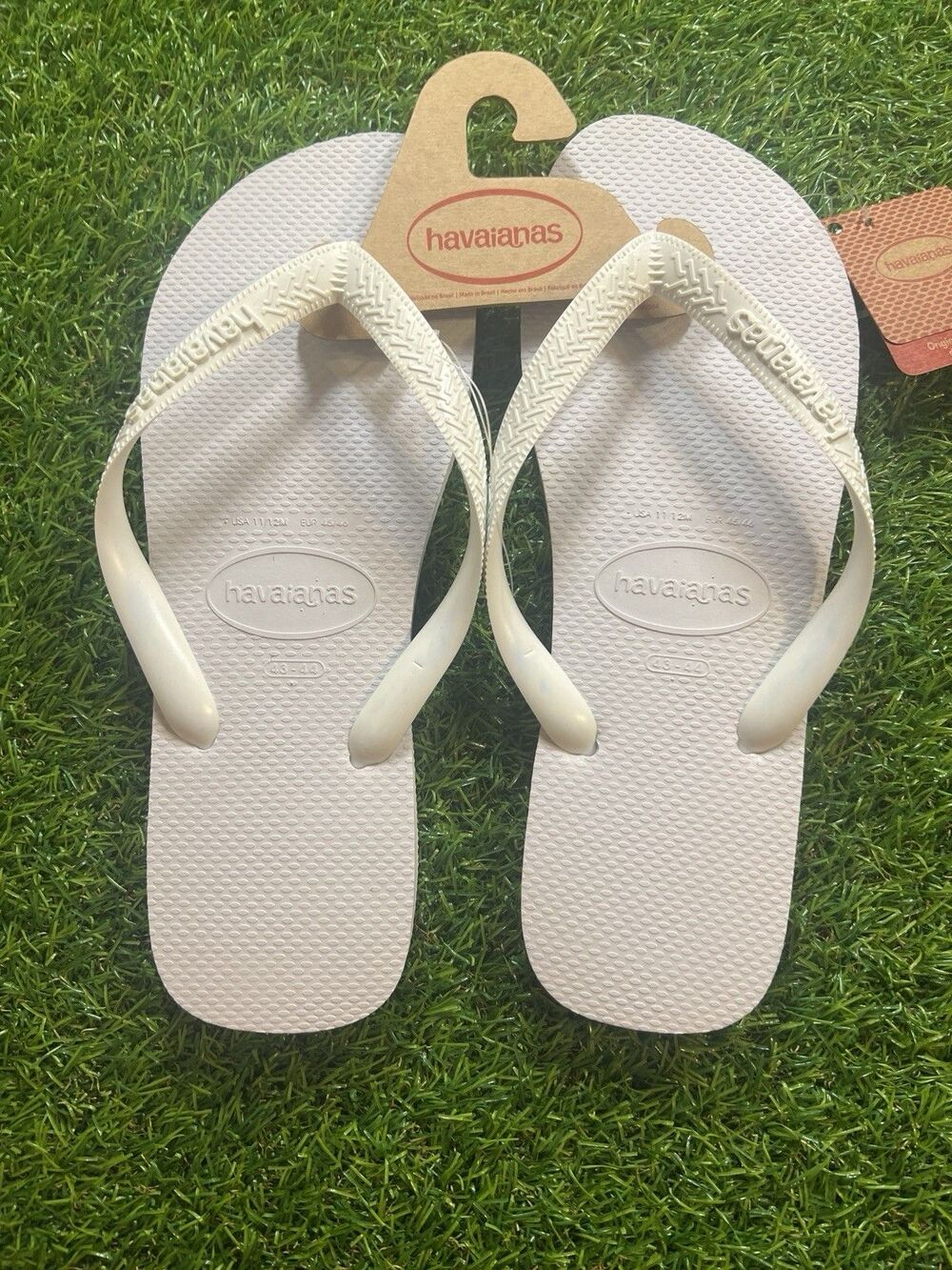 HAVAIANAS All White Mens 11-12 USA Flip-Flop Sandals BRAND NEW AUTHENTIC